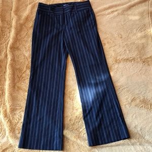 Black dress pants with white pin stripes